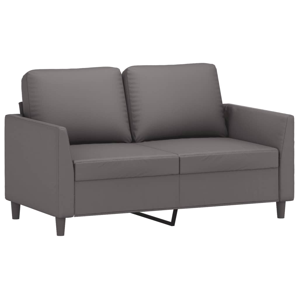 2 Pcs conjunto de sofás c/ almofadões couro artificial cinzento