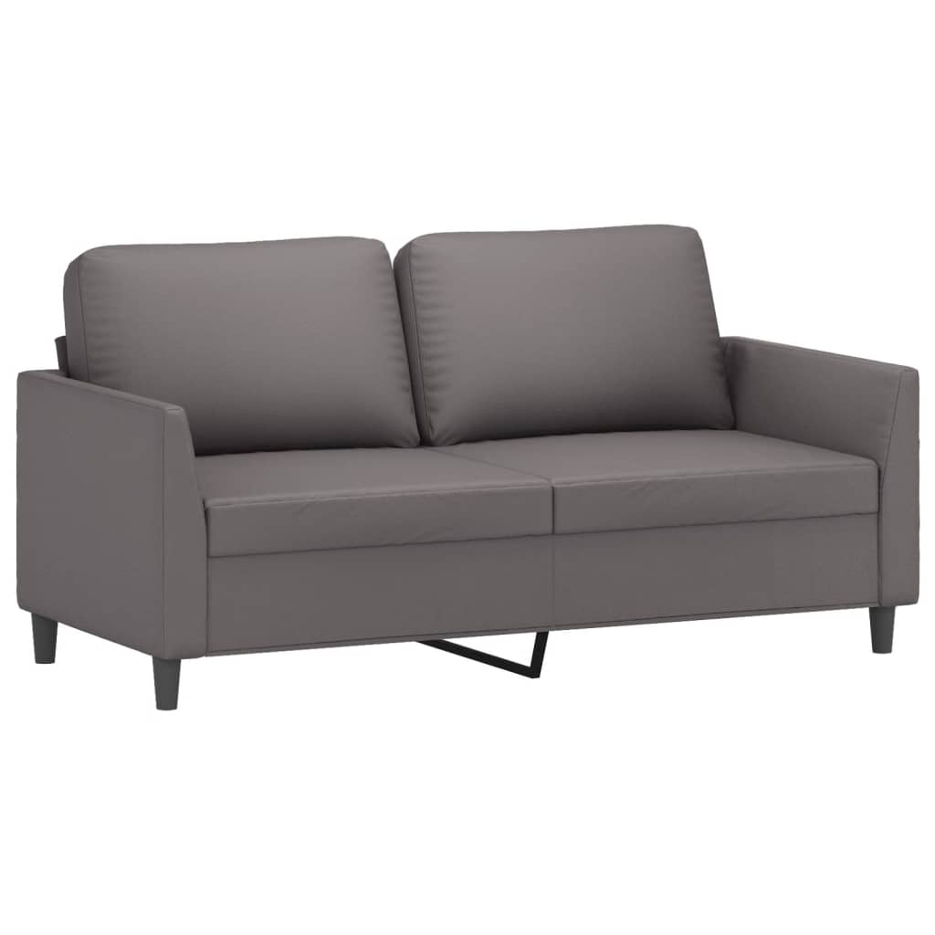 2 Pcs conjunto de sofás c/ almofadões couro artificial cinzento