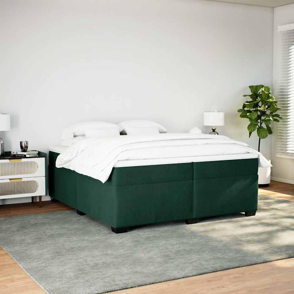 Cama com molas/colchão 200x200 cm veludo verde-escuro