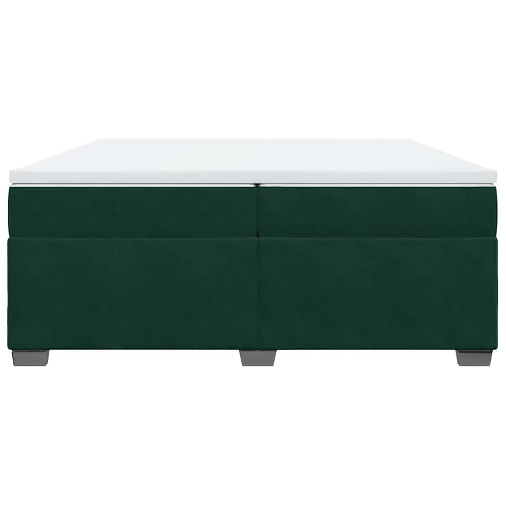 Cama com molas/colchão 200x200 cm veludo verde-escuro