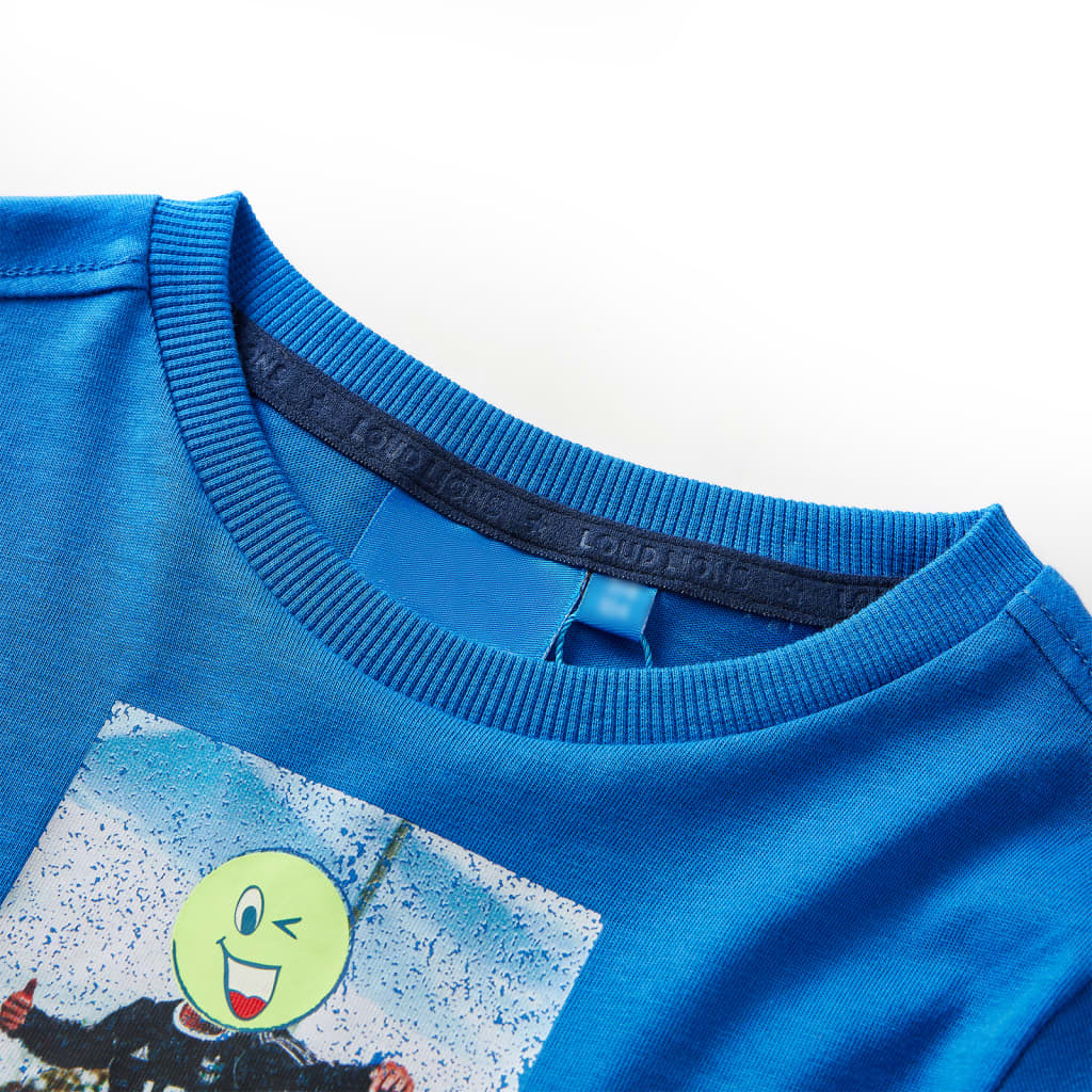 T-shirt de manga comprida para criança azul-cobalto 128
