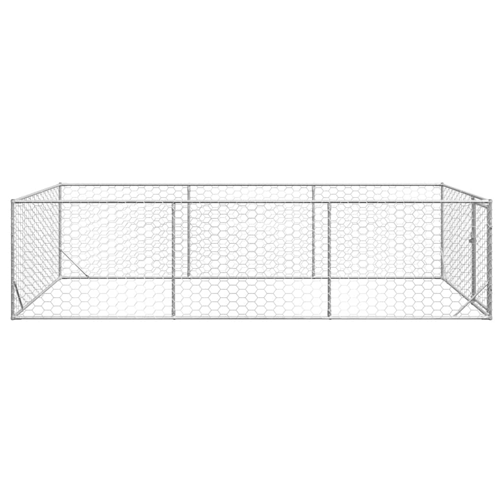 Canil para cães ao ar livre com porta 2x4x1 m aço galvanizado