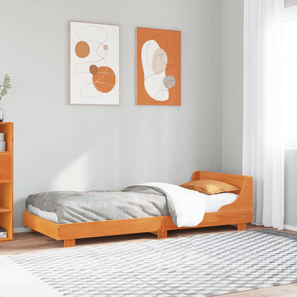 Cama sem colchão 90x200 cm pinho maciço castanho-mel