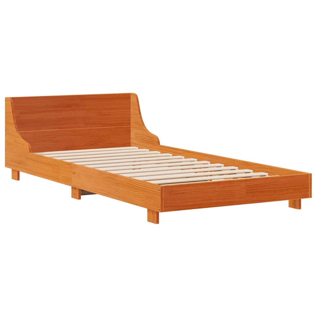 Cama sem colchão 90x200 cm pinho maciço castanho-mel