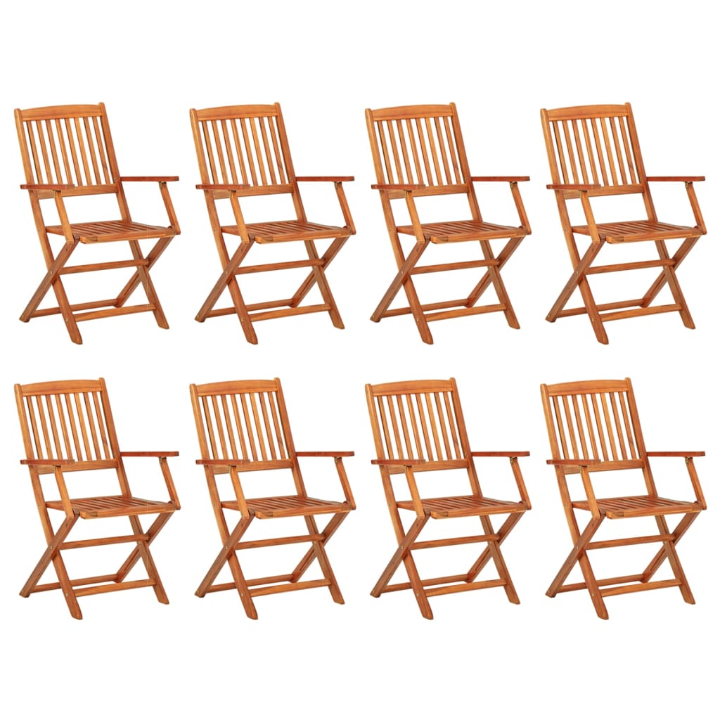 9 Pcs conjunto de jantar para jardim 220x90x75 cm acácia maciça