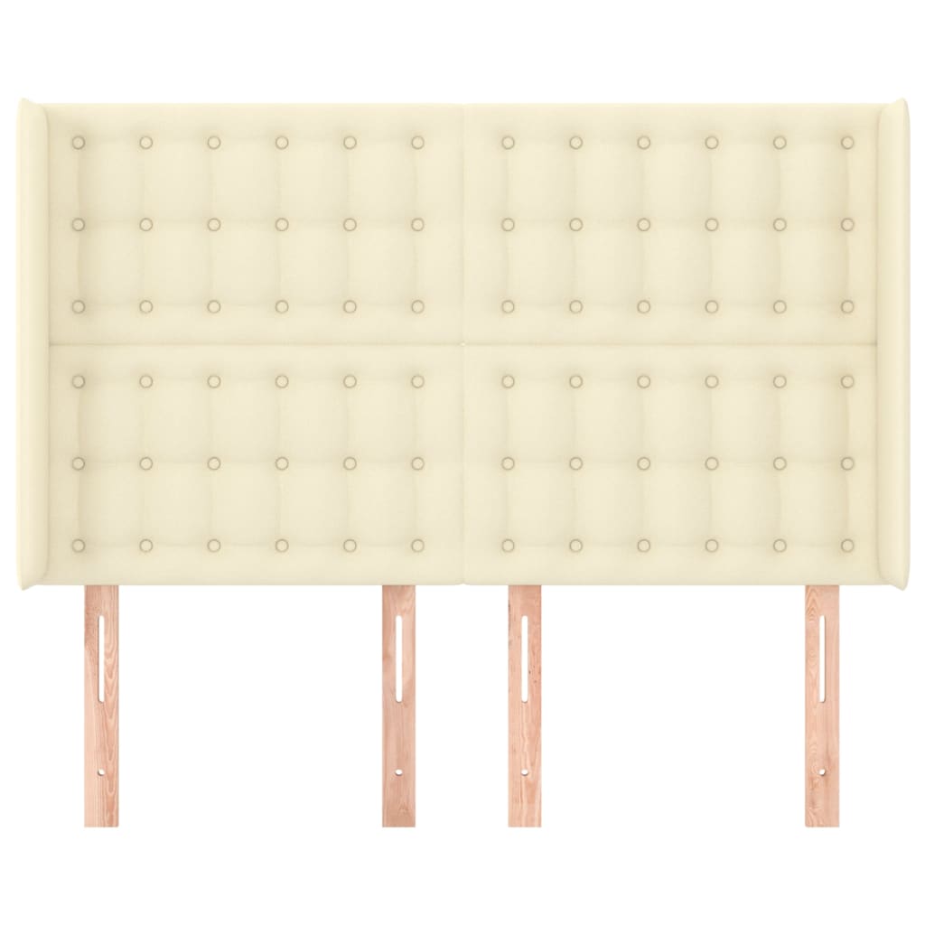 Cabeceira cama c/ abas couro artificial 147x16x118/128 cm creme