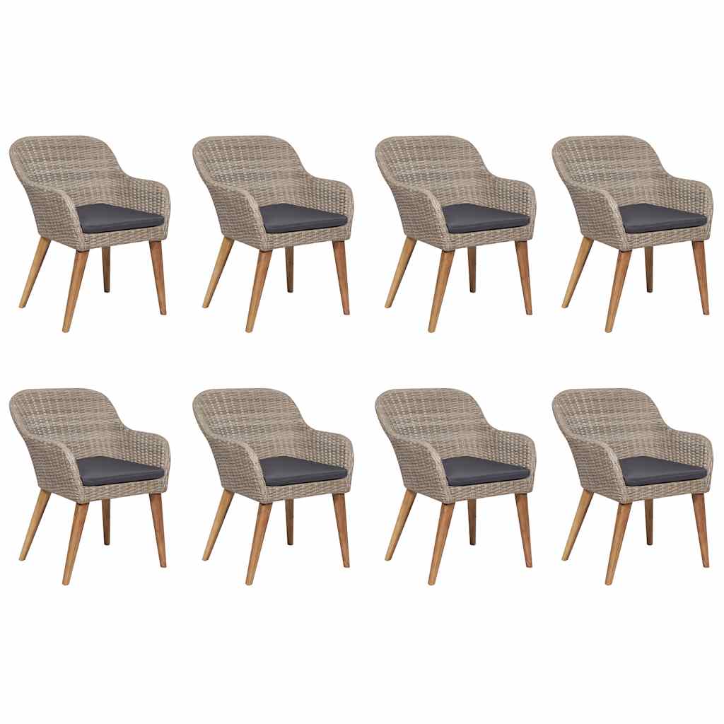 9 Pcs conjunto de jantar para jardim castanho