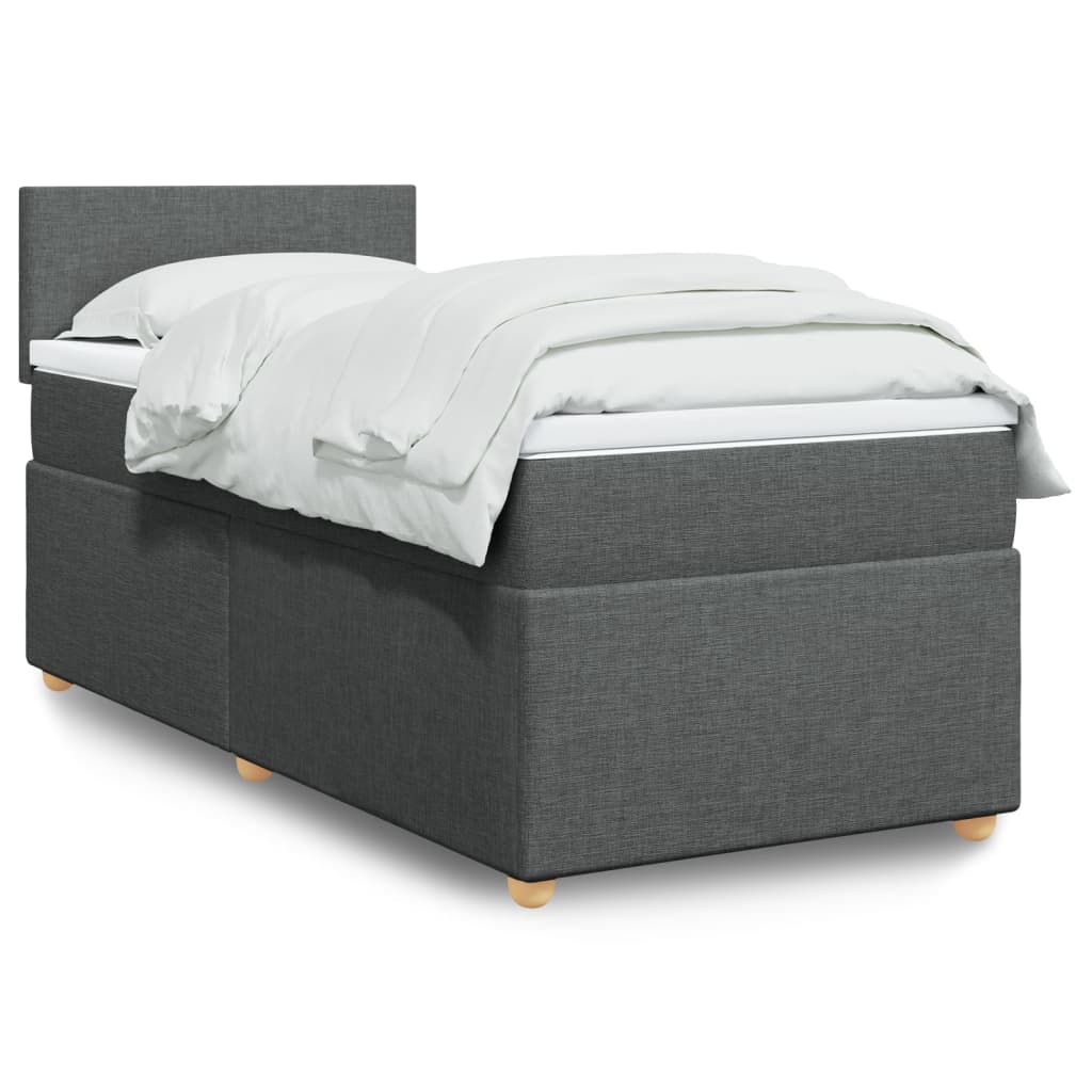 Cama com molas/colchão 90x200 cm tecido cinzento-escuro