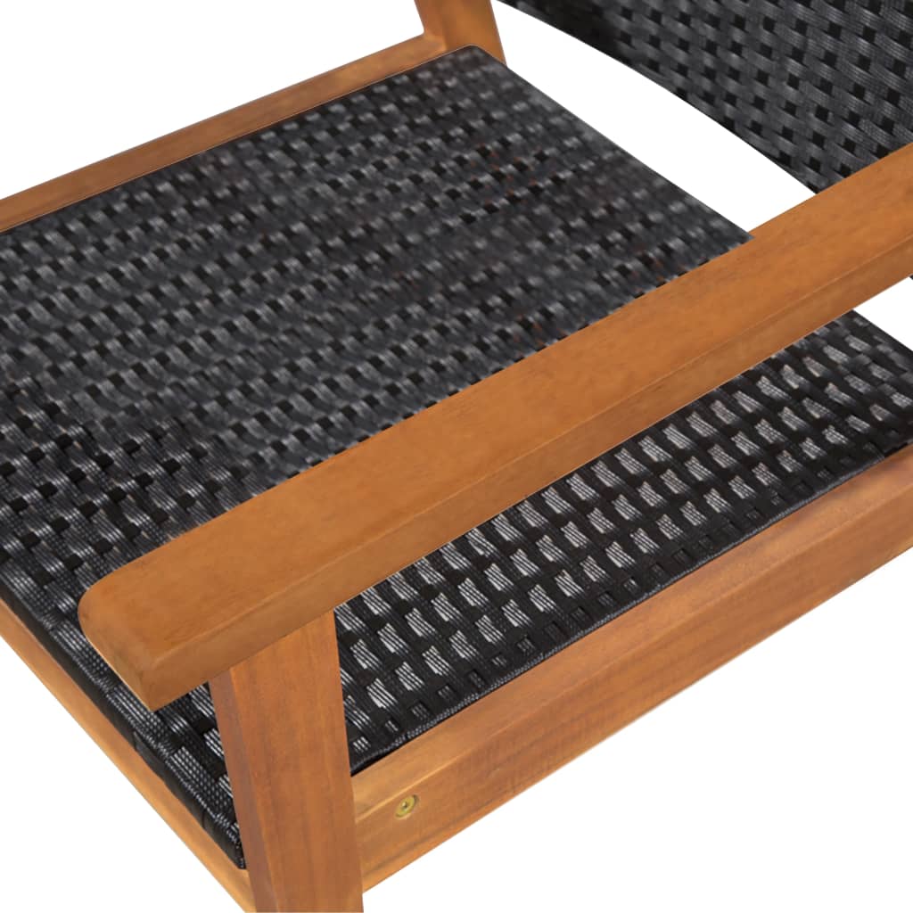 5 Pcs conjunto de jantar para jardim vime PE preto e castanho