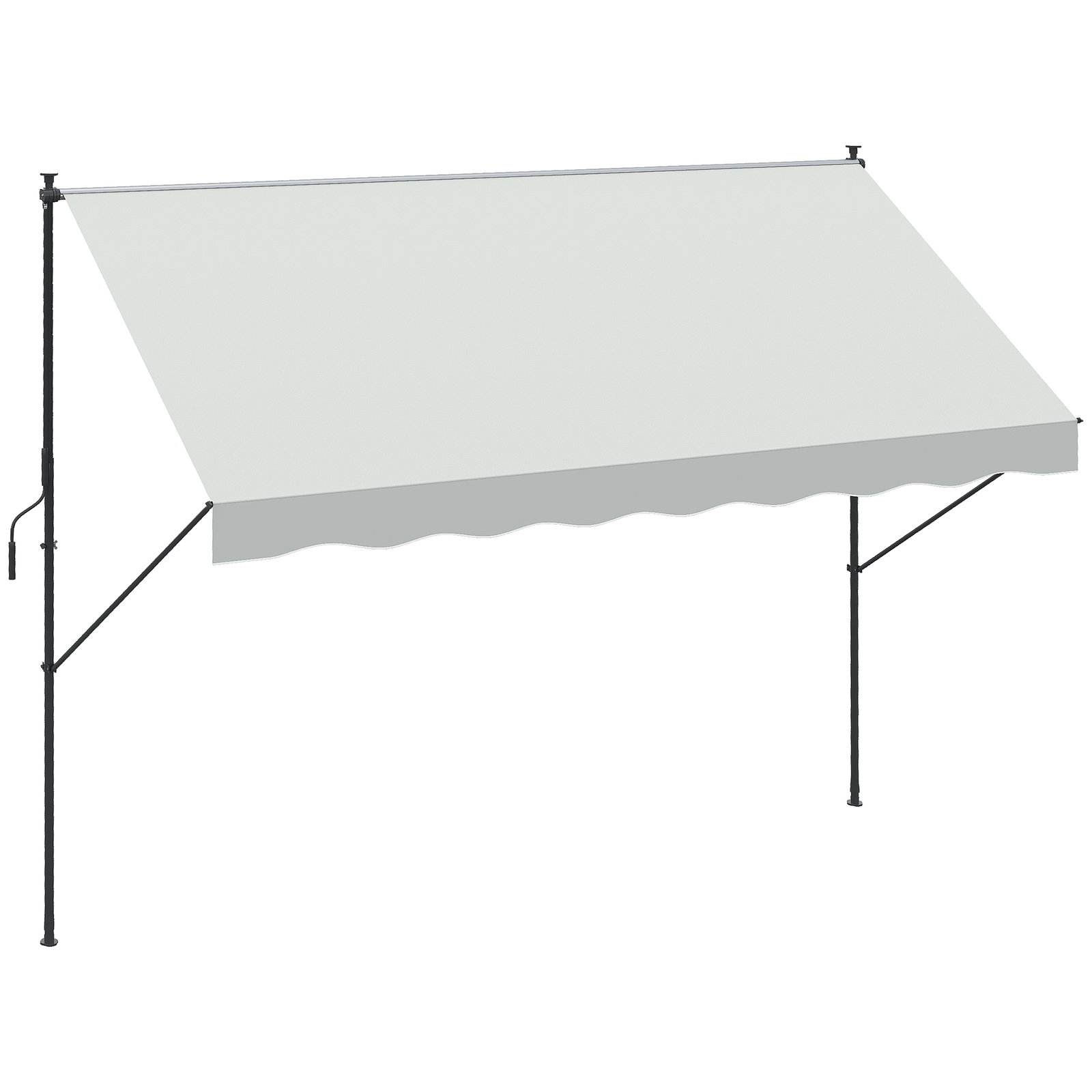 Toldo manual retrátil ajustável 300x170x200-290 cm com manivela proteção solar uv40+ para varanda jardim creme
