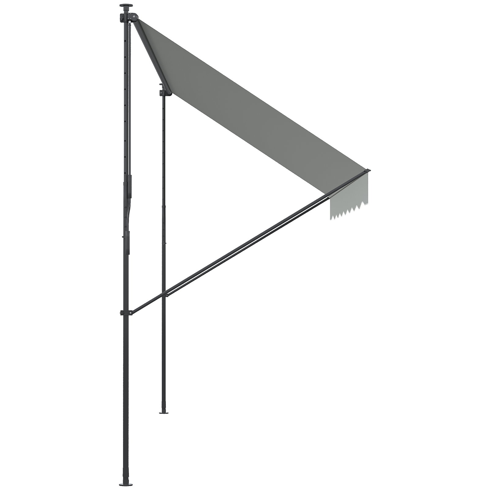 Toldo manual retrátil ajustável 300x170x200-290 cm com manivela proteção solar uv40+ para varanda jardim creme