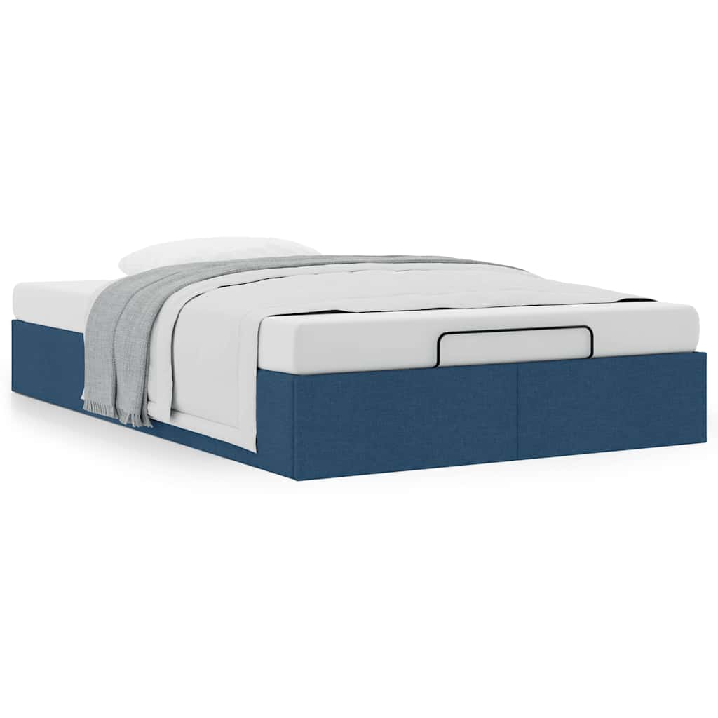 Estrutura de cama otomana sem colchão 120x190 cm tecido azul