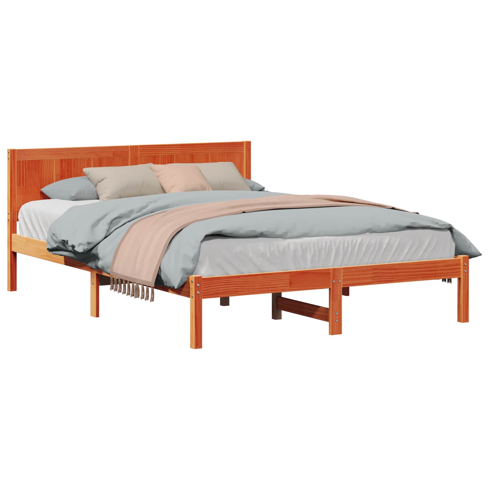 Estrutura da cama castanho 140 x 200 cm madeira de pinho maciça