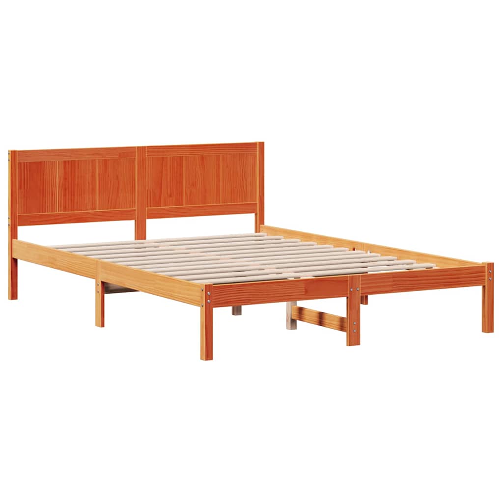 Estrutura da cama castanho 140 x 200 cm madeira de pinho maciça