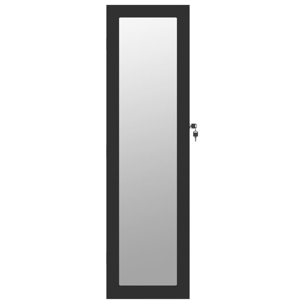 Móvel para joias de parede espelhado 30x8,5x106 cm preto