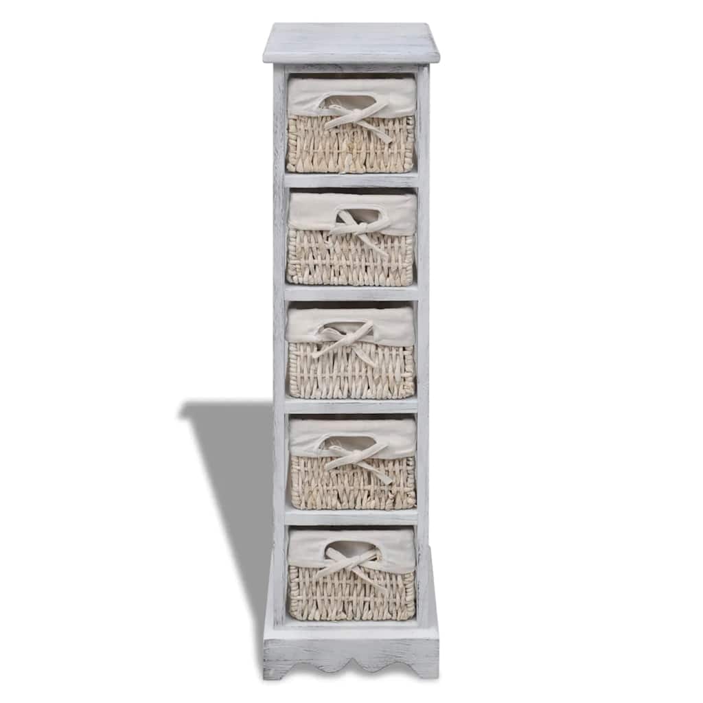 Prateleiras de arrumação em madeira com 5 cestos, branco