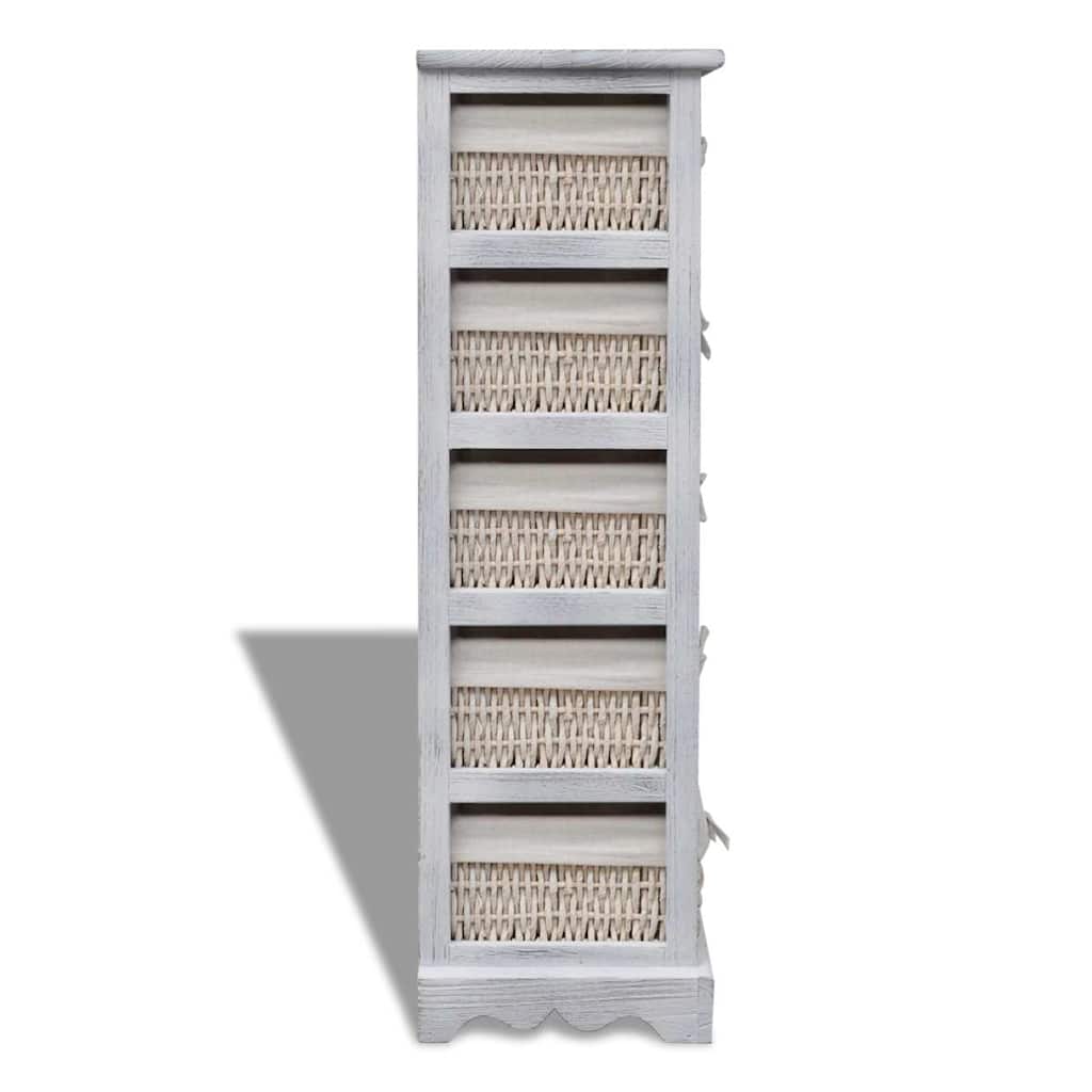 Prateleiras de arrumação em madeira com 5 cestos, branco