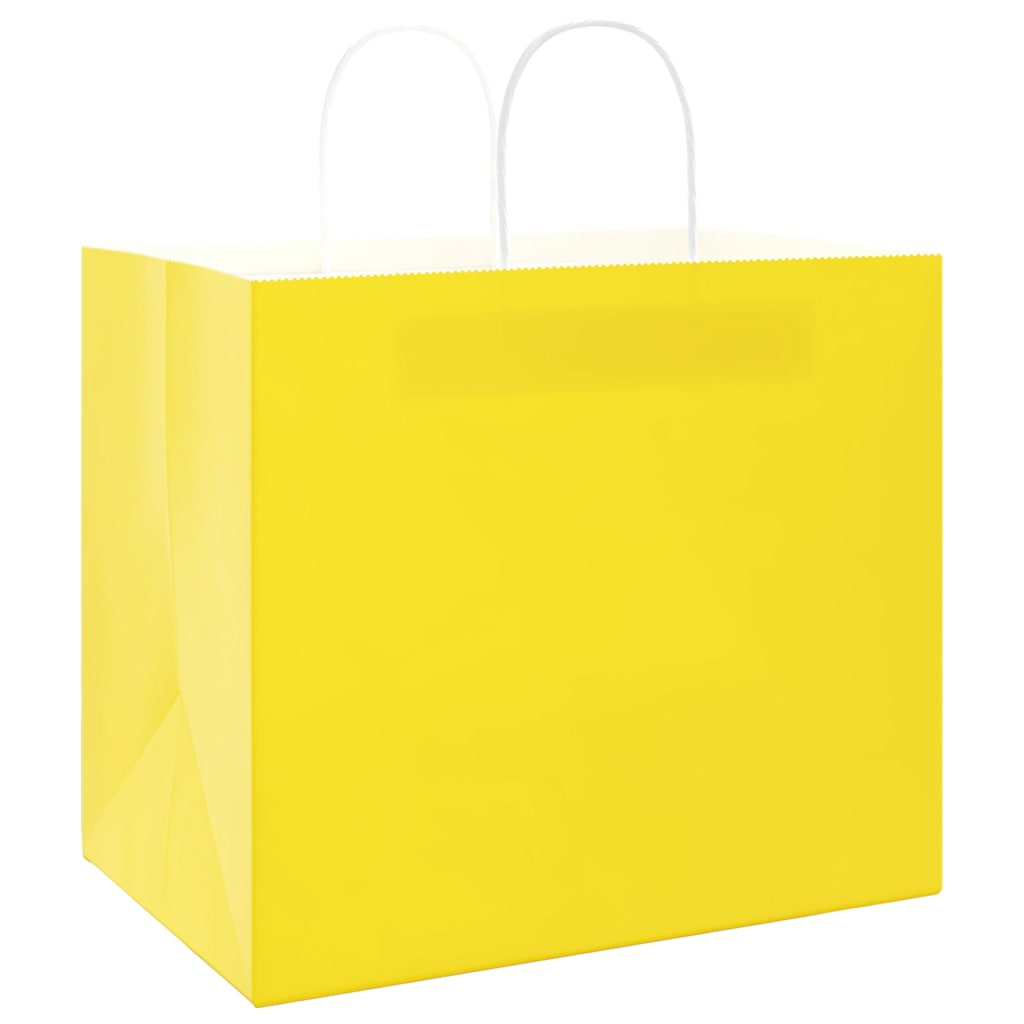 Sacos de papel 250 unid com alças amarelo 32x22x28 cm