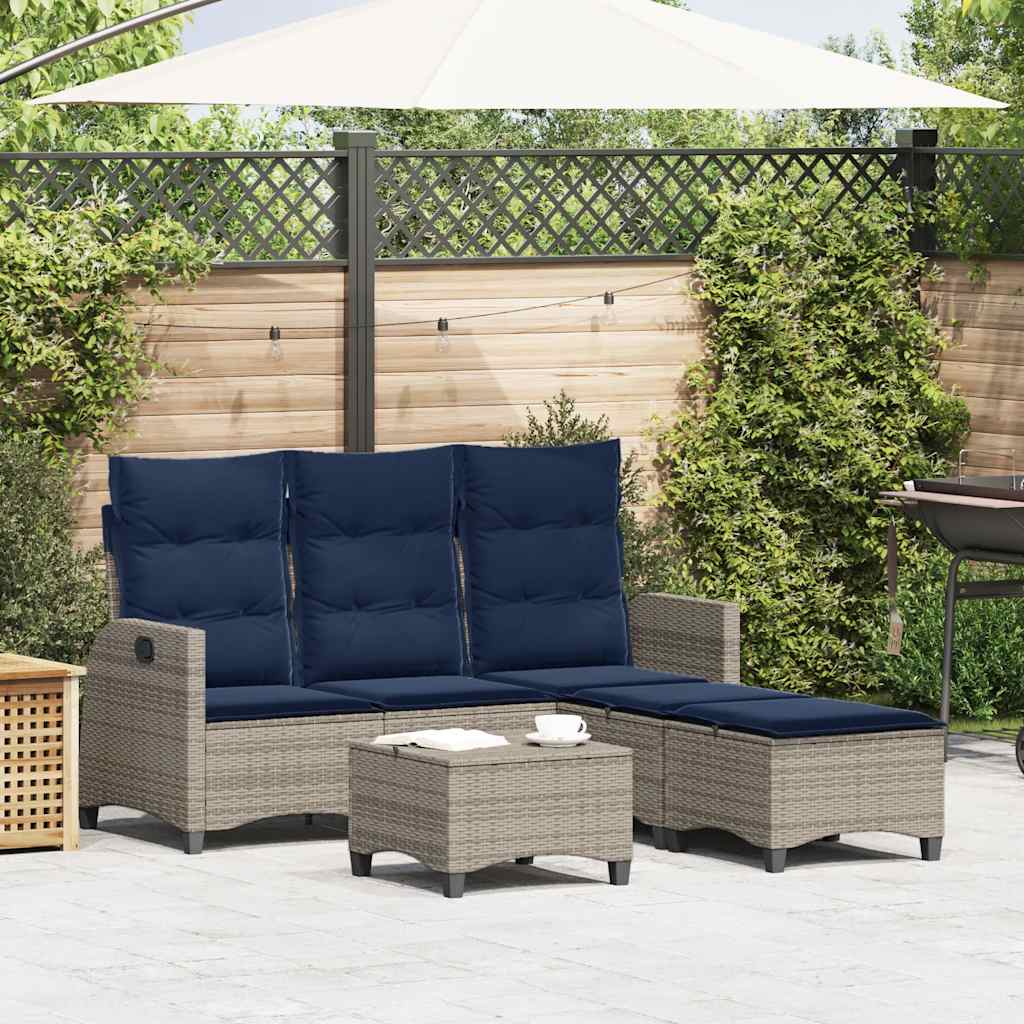 3 Pcs conjunto sofás de jardim com almofadões em l vime PE