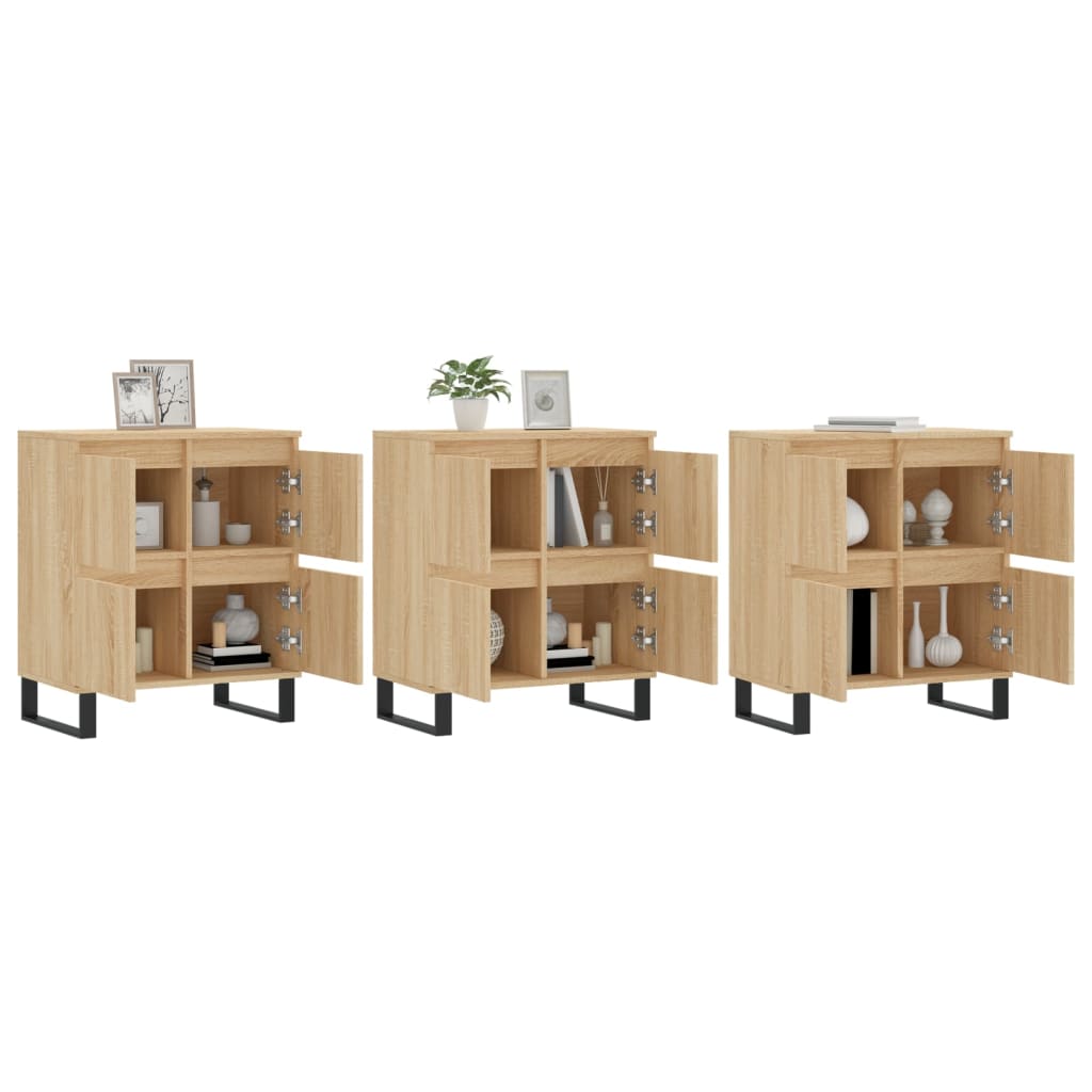 Aparadores 3 pcs derivados de madeira cor carvalho sonoma