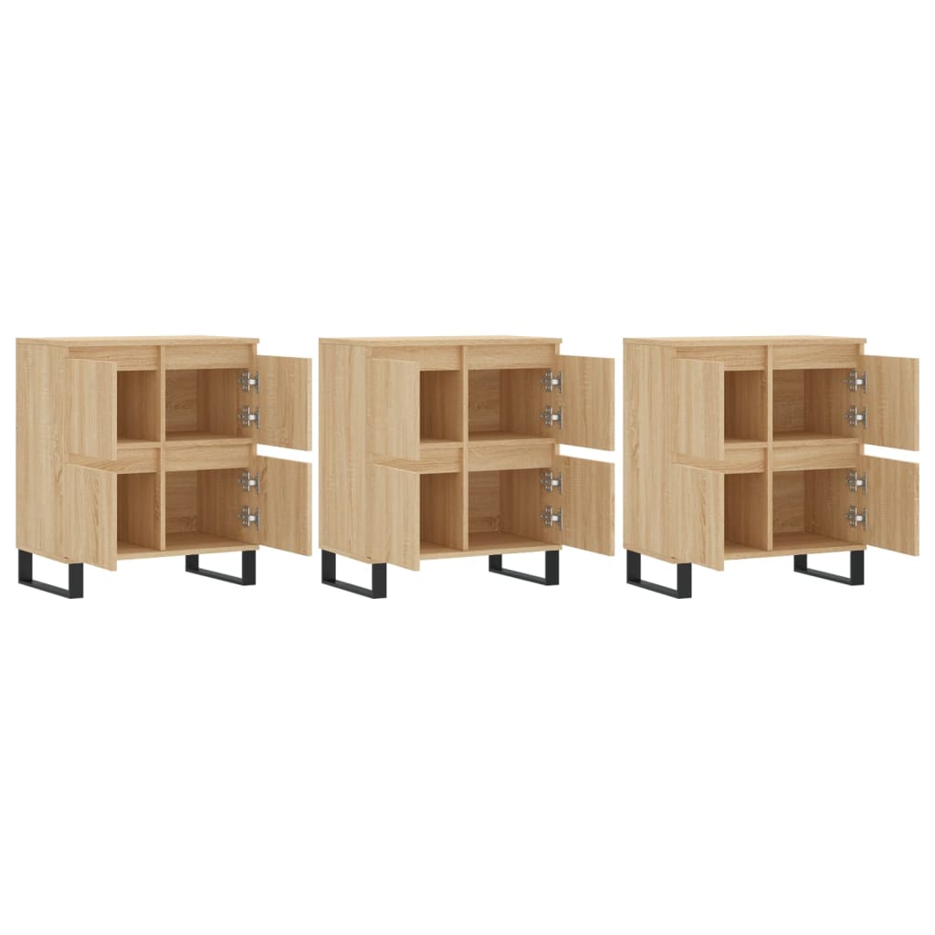 Aparadores 3 pcs derivados de madeira cor carvalho sonoma