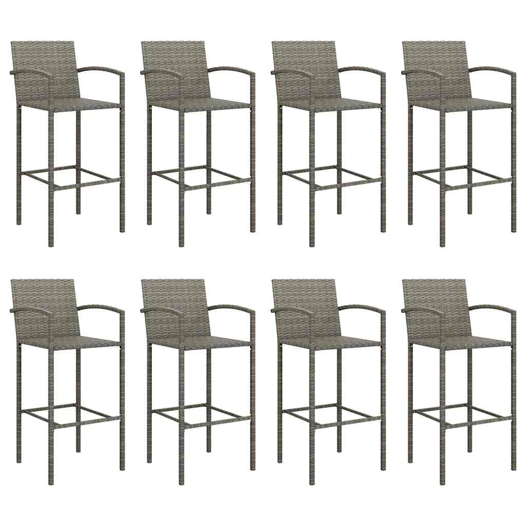 9 Pcs conjunto de bar para jardim vime PE cinzento