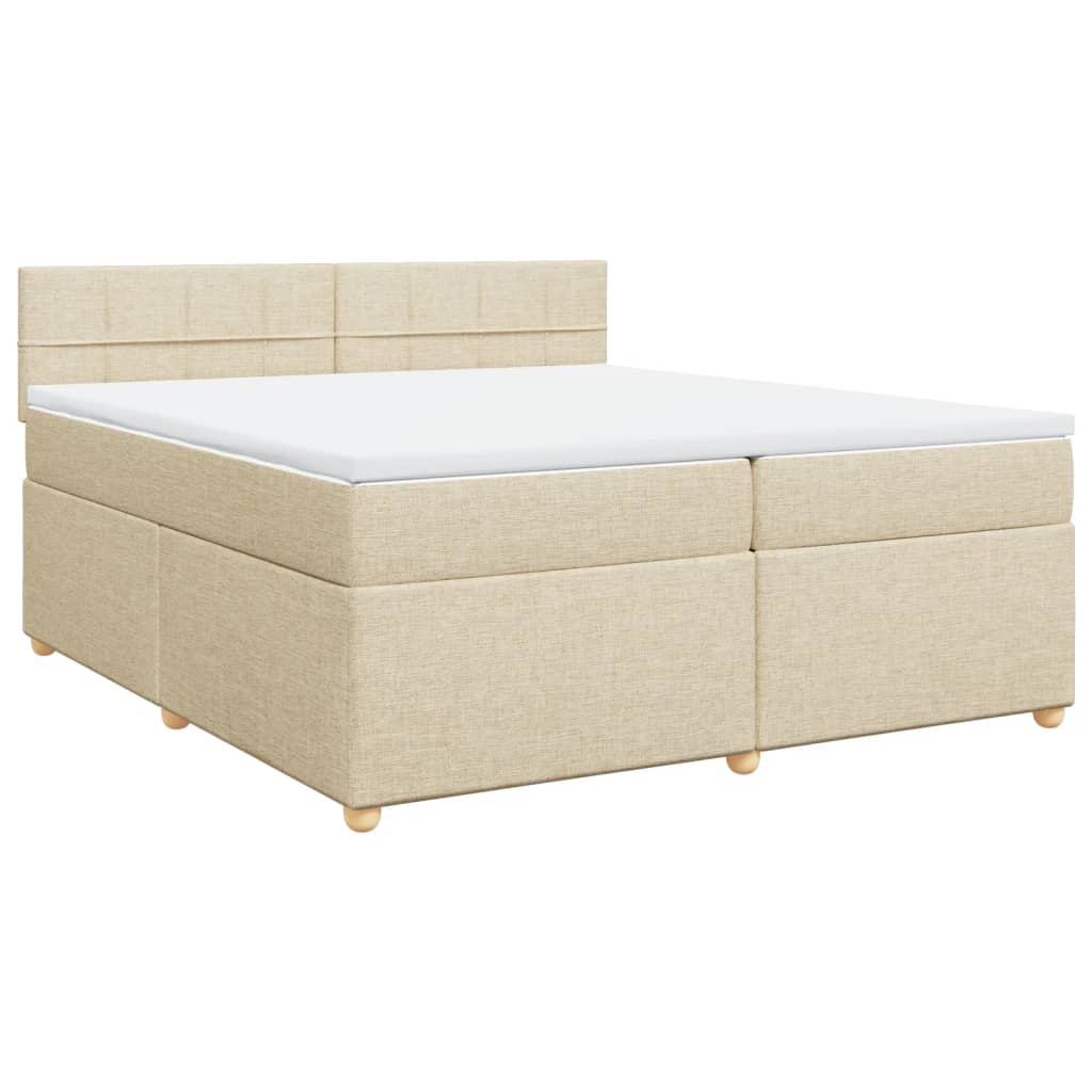 Cama com molas/colchão 200x200 cm tecido cor creme