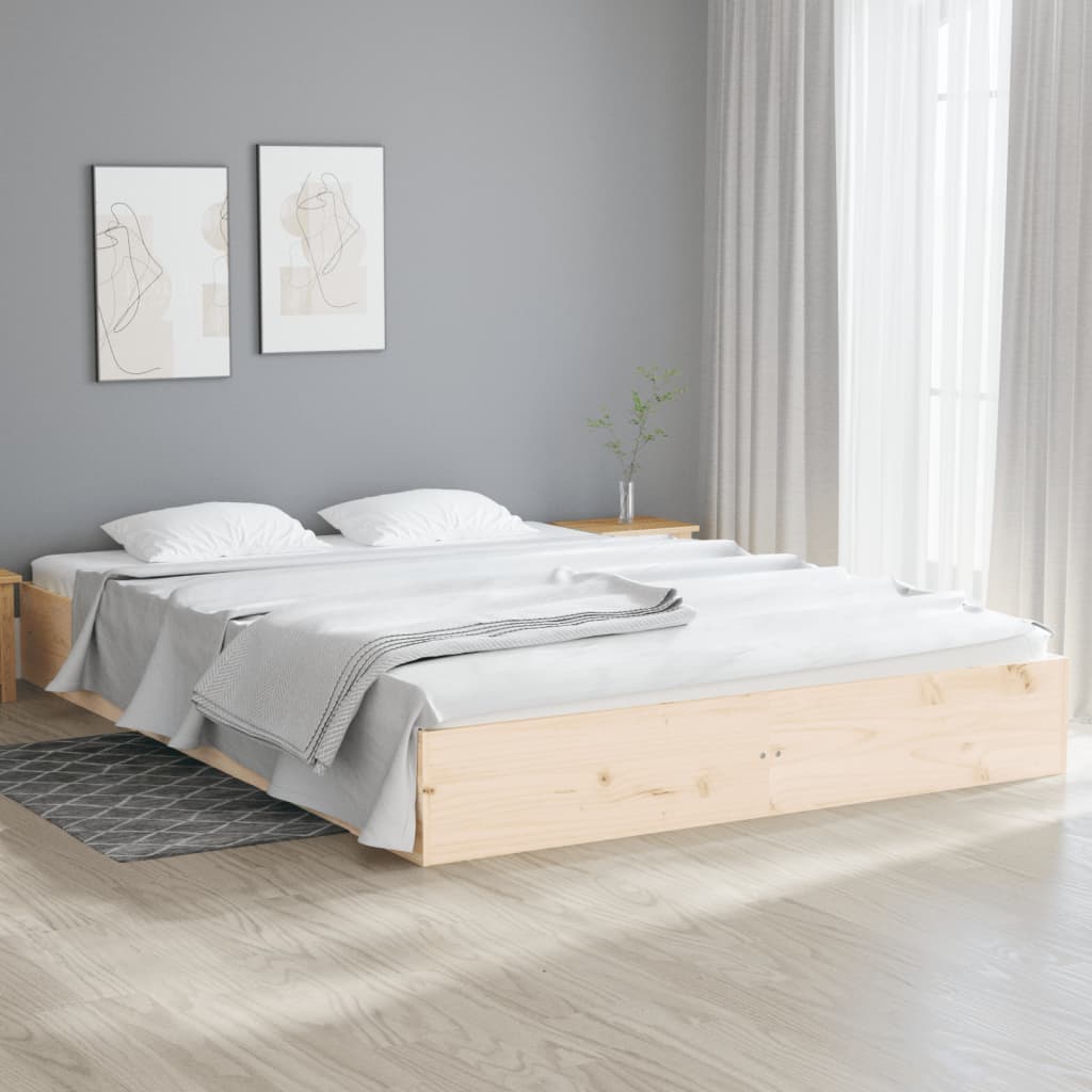 Estrutura de cama sem colchão 140x200 cm madeira maciça
