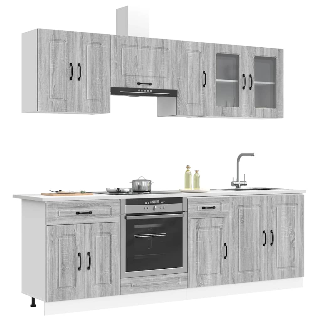 8 Peças armário de cozinha conjunto kalmar cinza sonoma