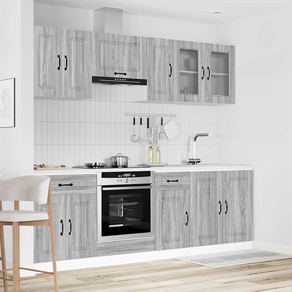 8 Peças armário de cozinha conjunto kalmar cinza sonoma