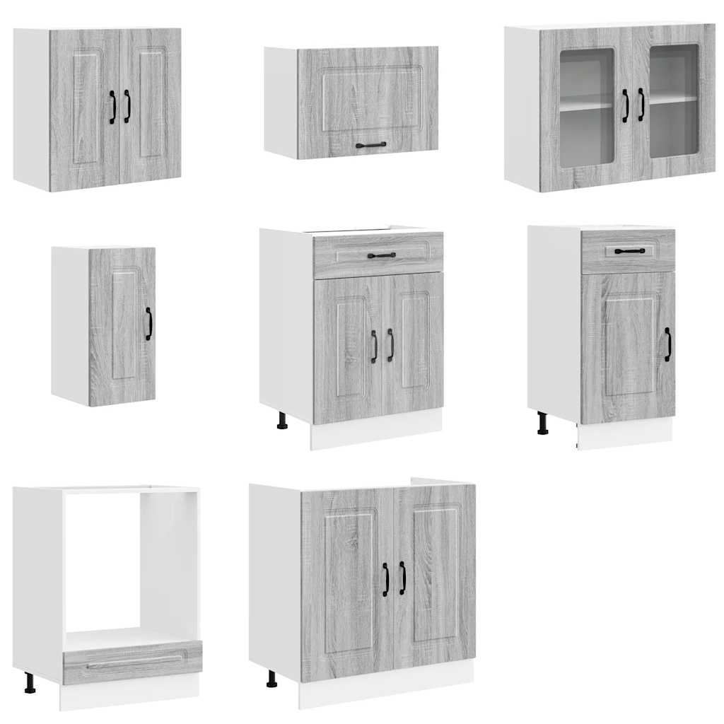 8 Peças armário de cozinha conjunto kalmar cinza sonoma