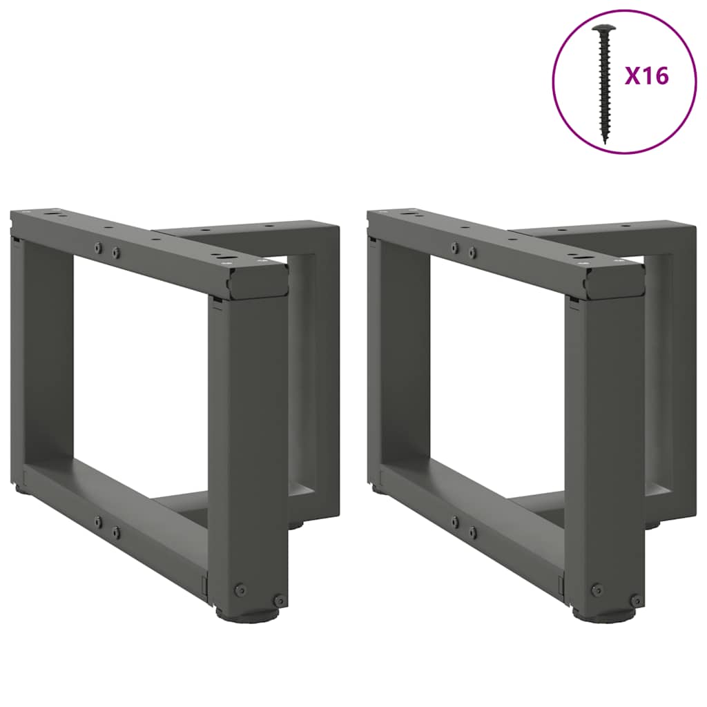 Pés para mesa de centro em forma de t, 2 peças, antracite, 50x25x(30-31) cm, aço