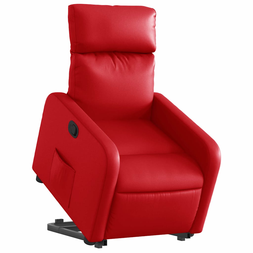 Poltrona reclinável elevatória couro artificial vermelho