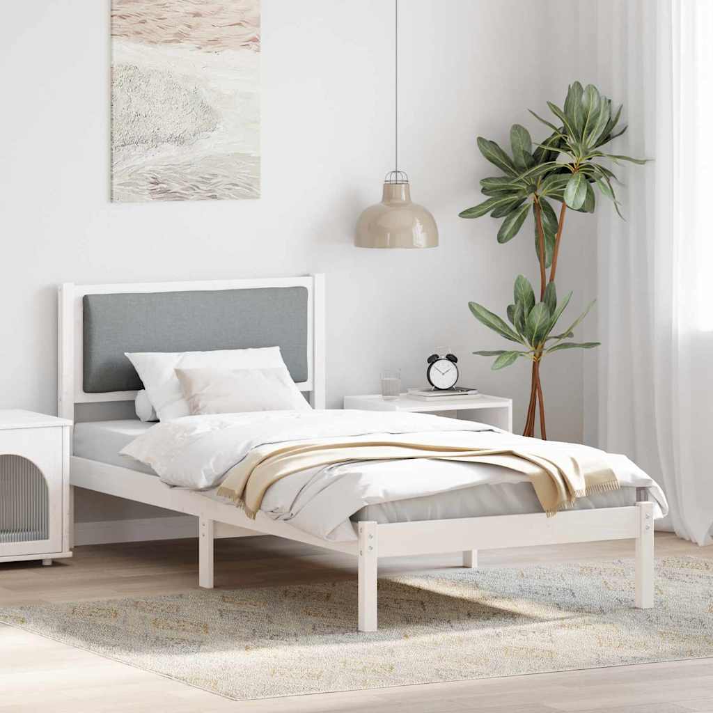 Estrutura da cama com cabeceira cinzento-claro 100 x 200 cm