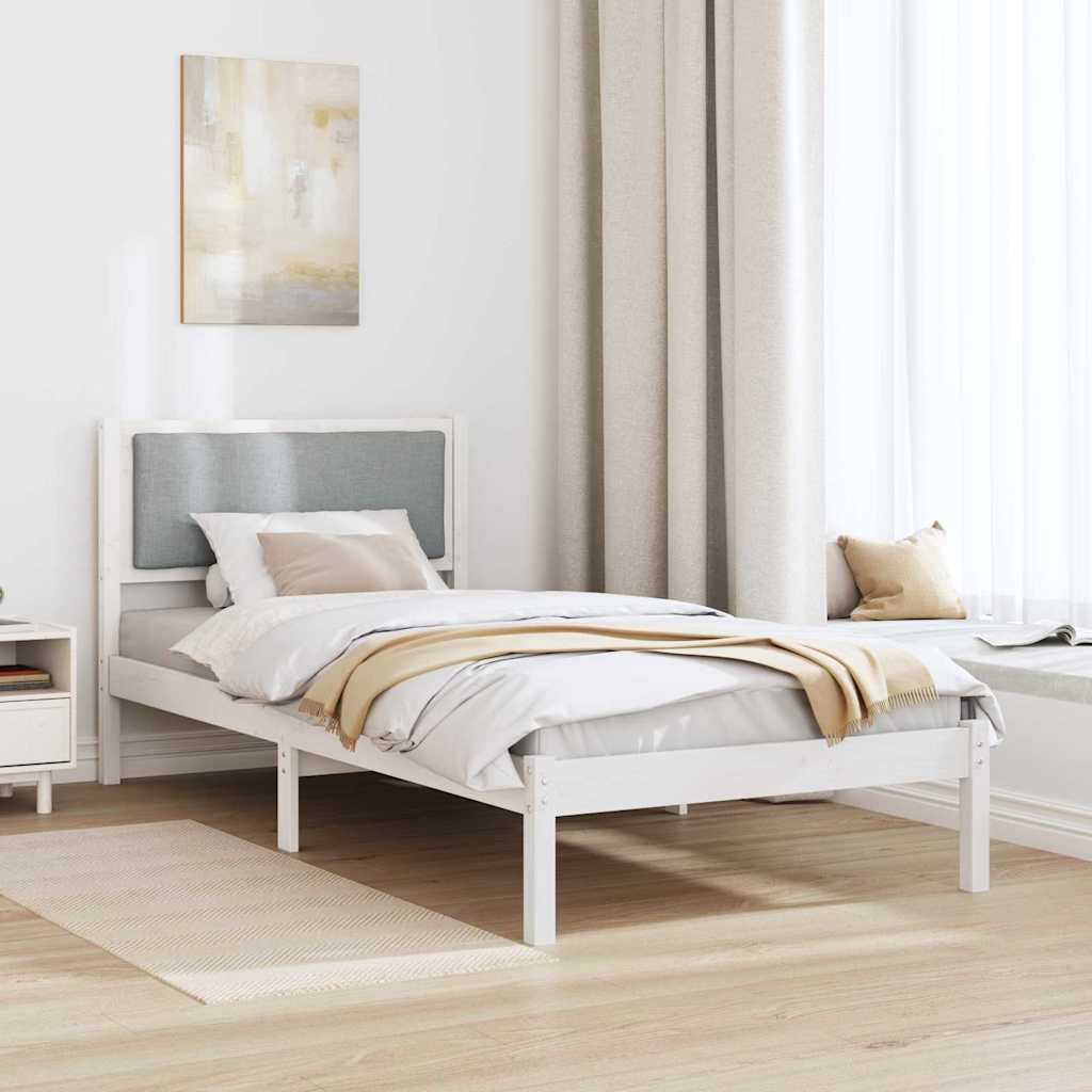 Estrutura da cama com cabeceira cinzento-claro 100 x 200 cm