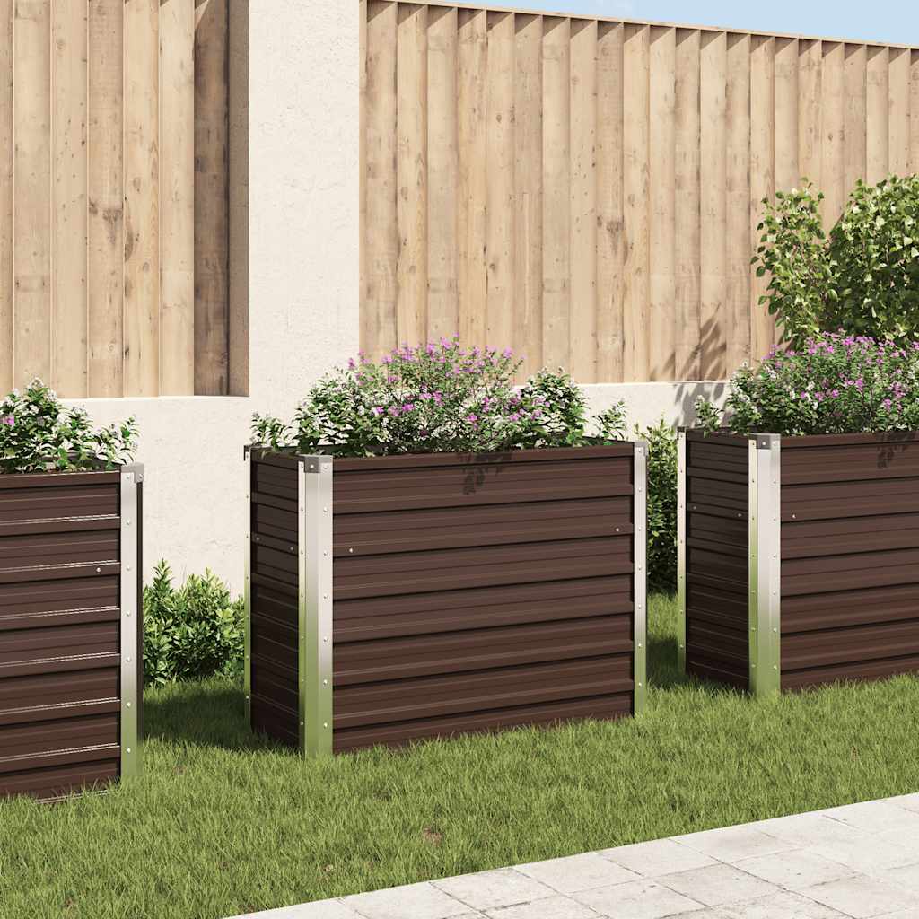 Canteiro elevado de jardim aço galvanizado 100x40x77cm castanho