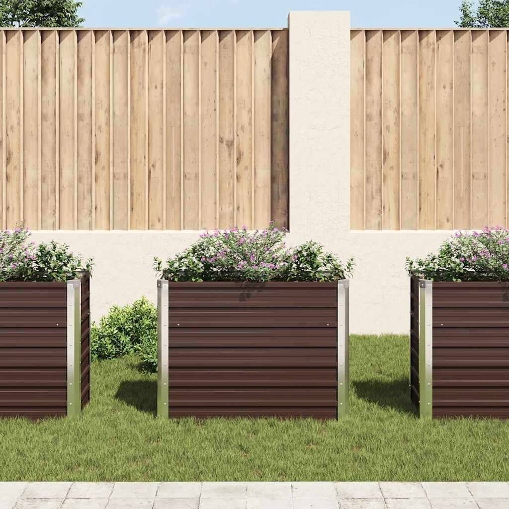 Canteiro elevado de jardim aço galvanizado 100x40x77cm castanho