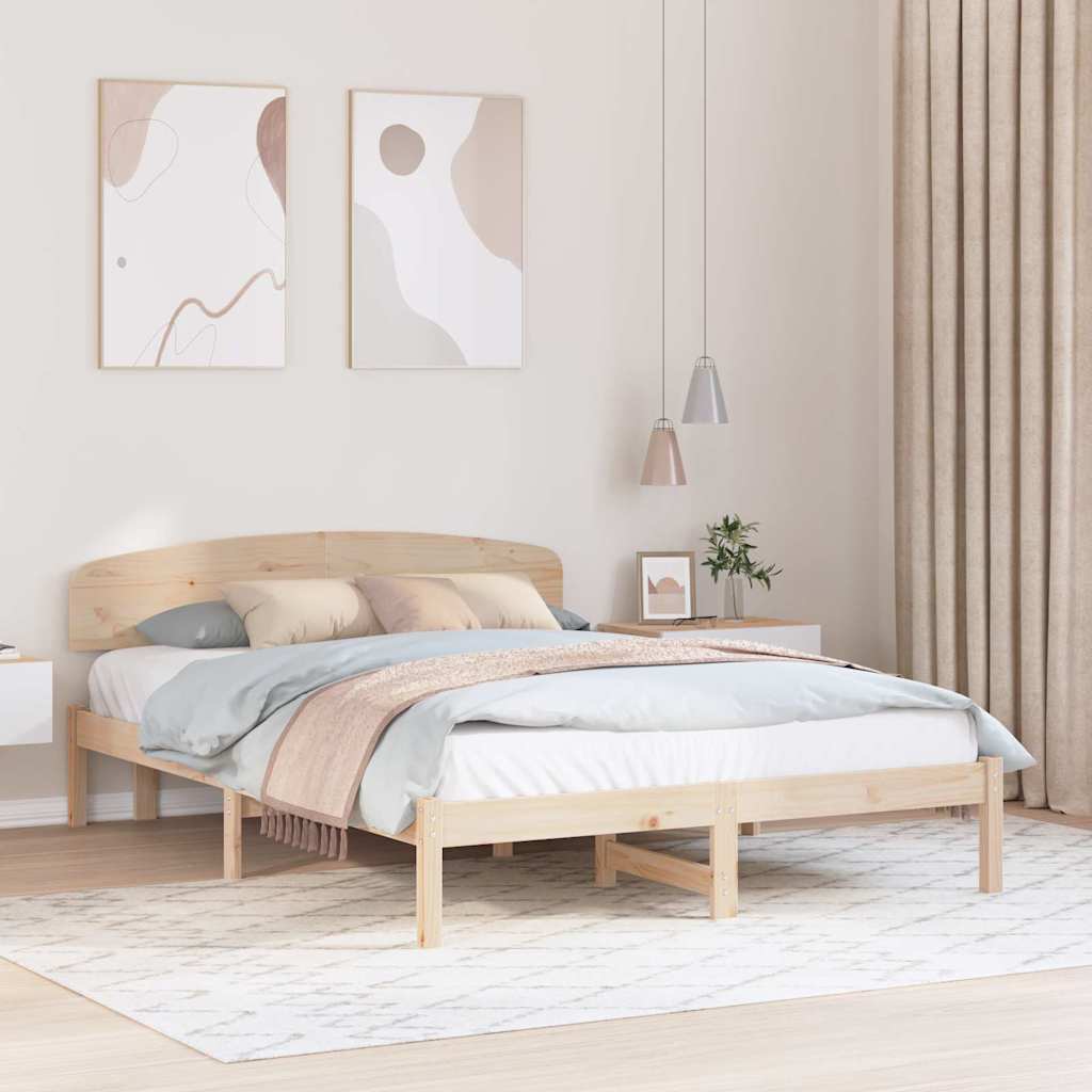 Estrutura da cama com cabeceira natural 140 x 200 cm