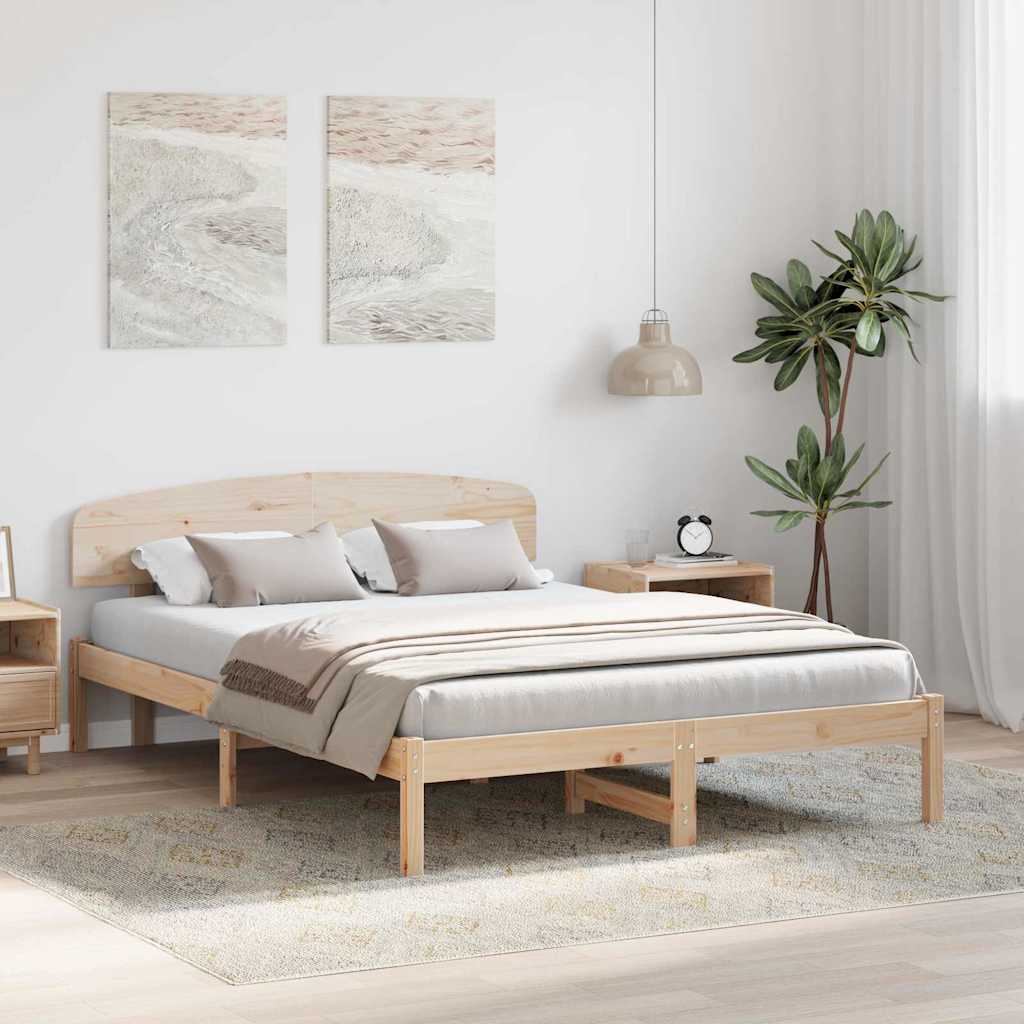 Estrutura da cama com cabeceira natural 140 x 200 cm