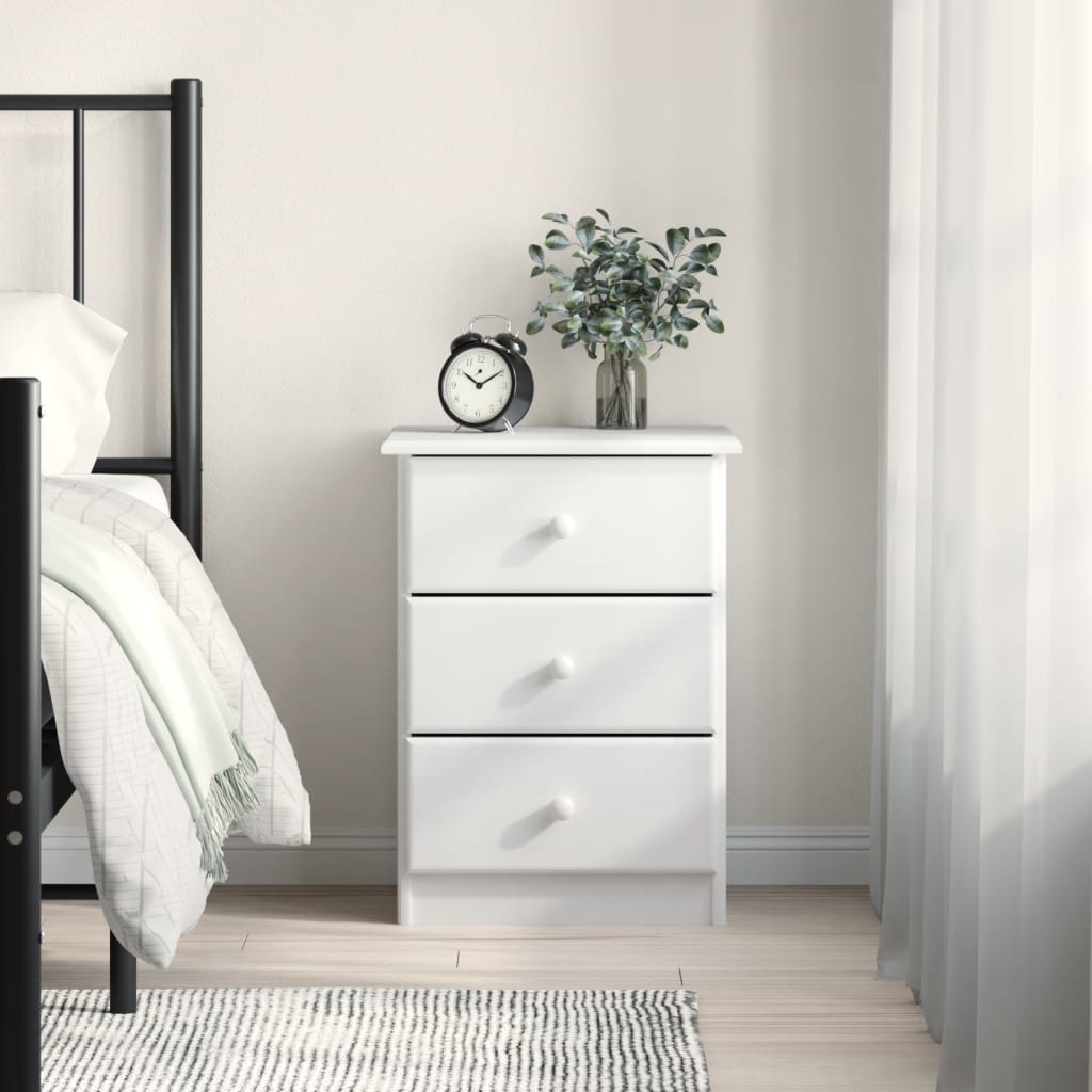 Mesa de cabeceira alta 41x35x55,5 cm pinho maciço branco