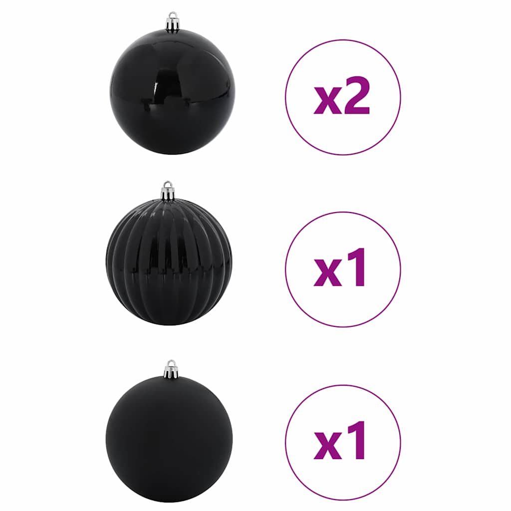 Conjunto de bolas de natal xxl 4 unid. preto ø 20 cm plástico