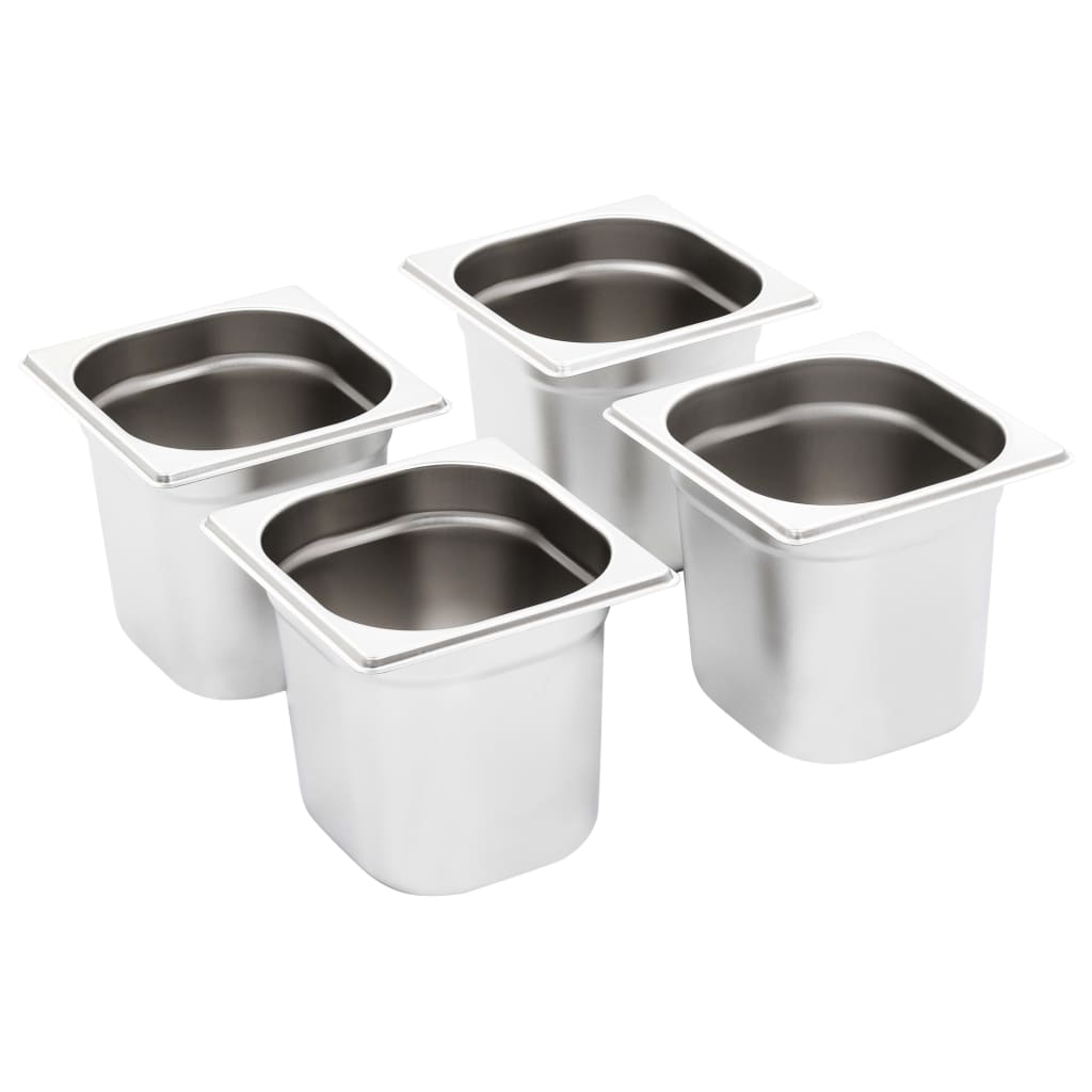 Recipientes gastronorm 8 pcs gn 1/6 150 mm aço inoxidável