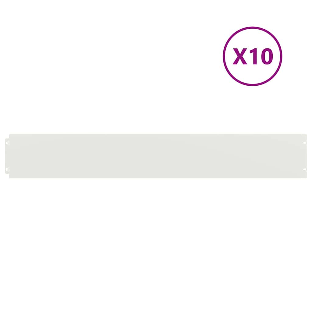 Orlas de relva 10 pcs branco 15x103 cm aço laminado a frio