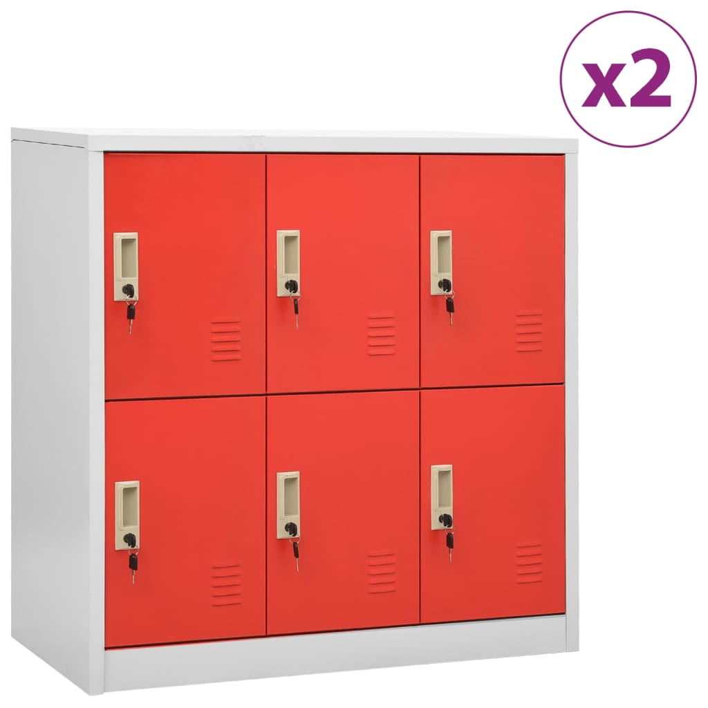 Cacifos 2 pcs 90x45x92,5 cm aço cinzento-claro e vermelho