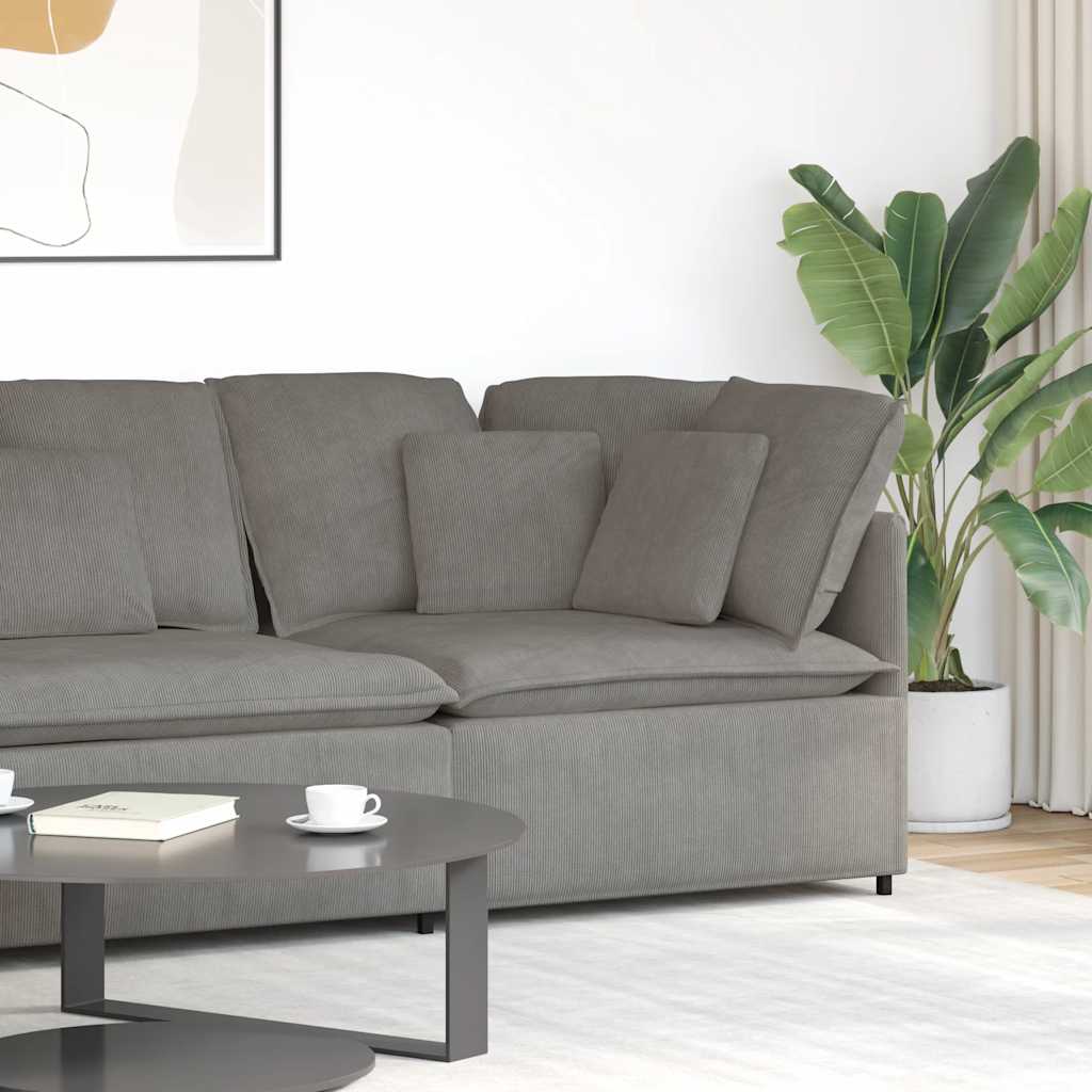 Módulo de canto para sofá modular com almofadas, cinza claro, 100 cm