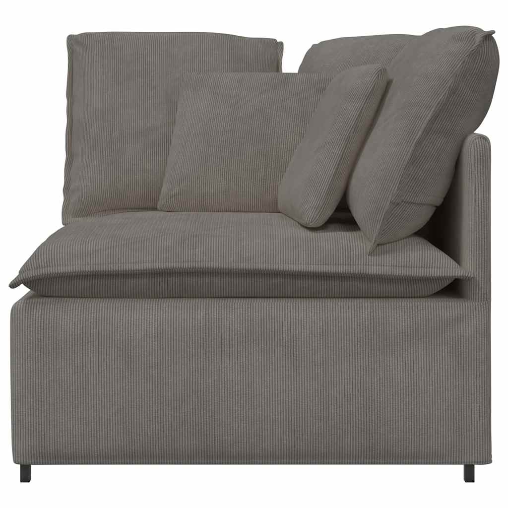 Módulo de canto para sofá modular com almofadas, cinza claro, 100 cm