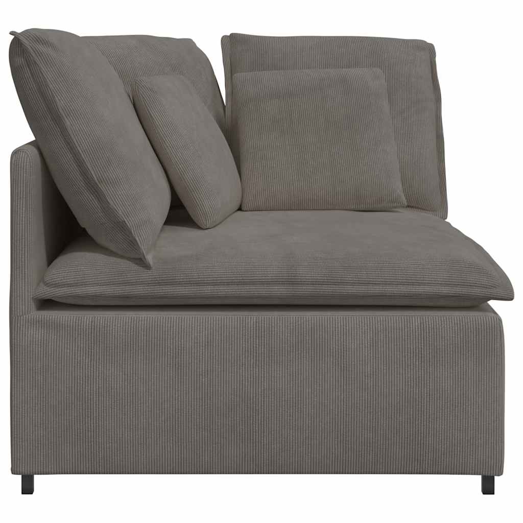 Módulo de canto para sofá modular com almofadas, cinza claro, 100 cm