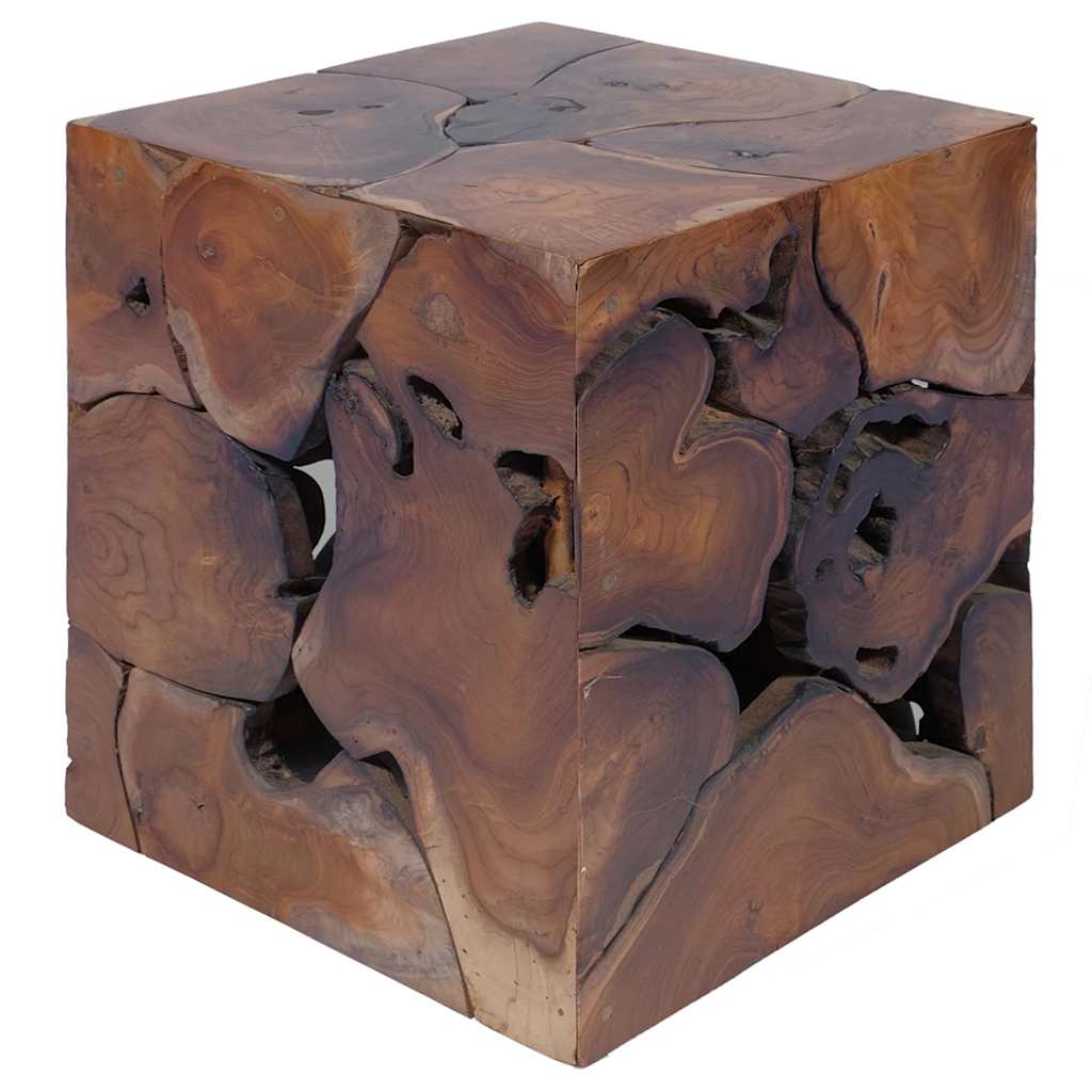 Banco em madeira de teca maciça 40x40x45 cm castanho