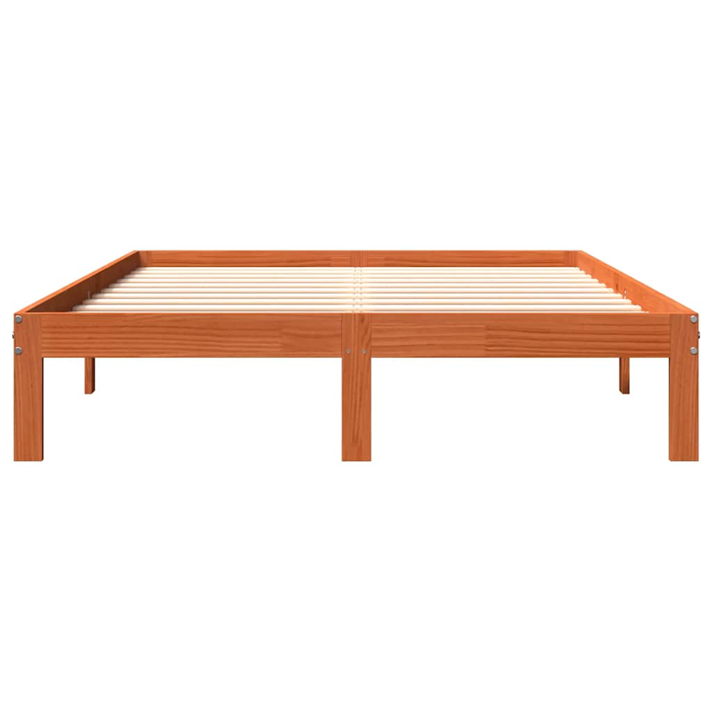 Cama sem colchão 140x190 cm pinho maciço castanho-mel