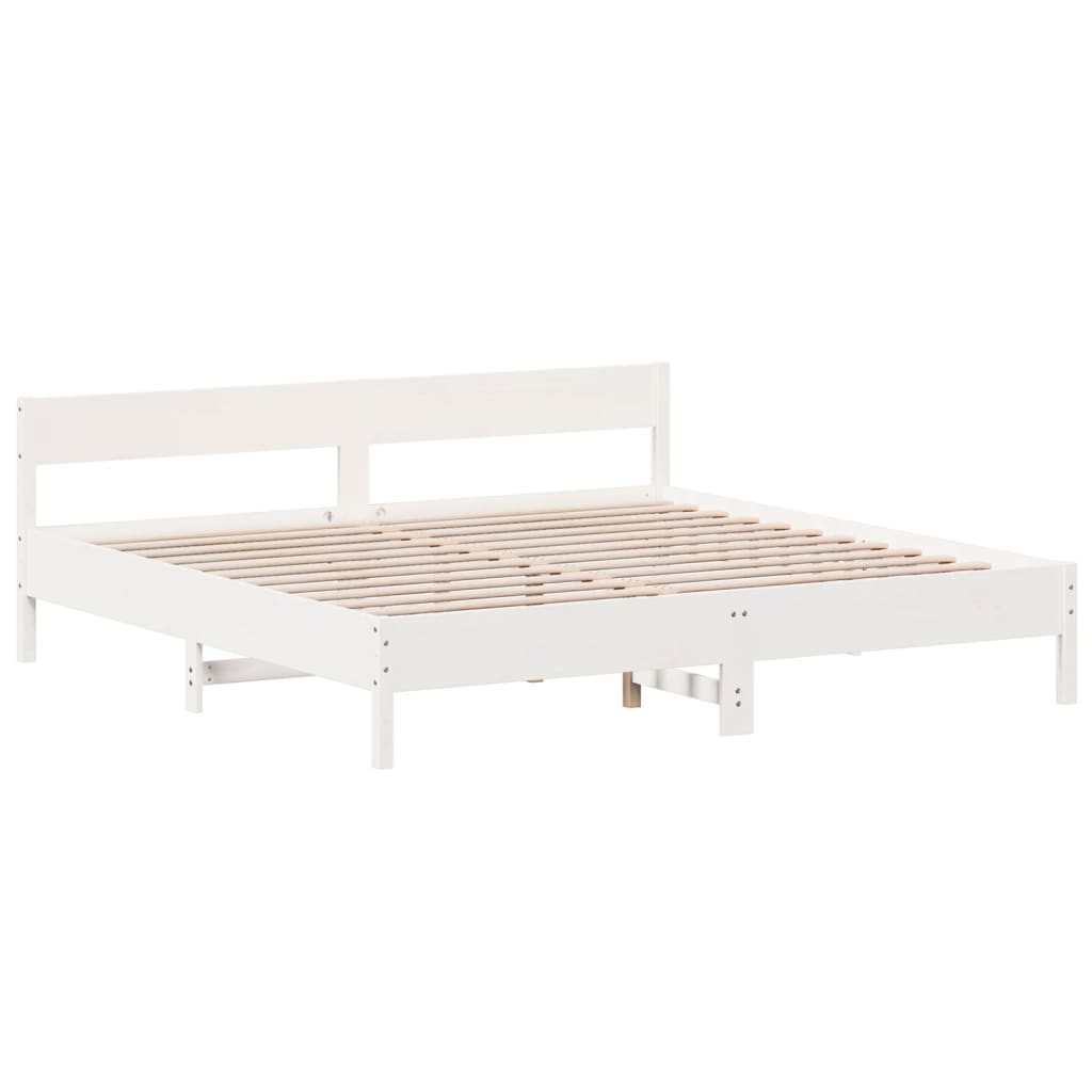 Cama sem colchão 200x200 cm madeira de pinho maciça branco